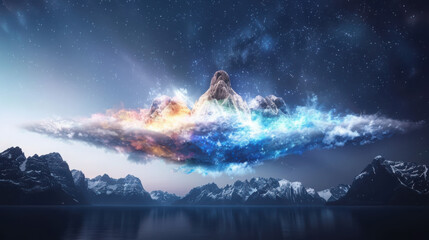 Fototapete - Transforming abstract sound waves into northern lights music visualization digital space motion graphics ambient environment artistic perspective nature-infused concept