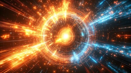 Poster - Abstract Energy Burst with Bright Lights and Colorful Explosion in Space : Generative AI