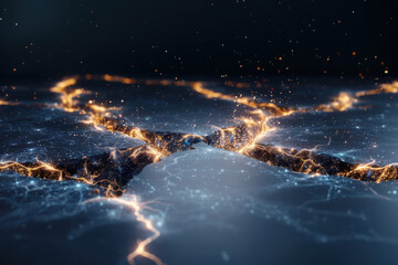 Poster - Illuminating data transmission network of fiber optic cables digital realm visualization art dark environment futuristic concept