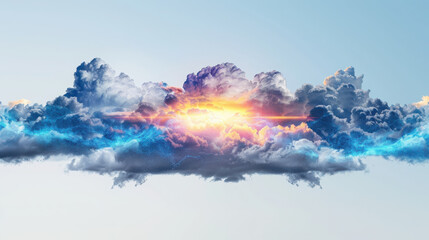 Poster - Data streams flowing between cloud formations at sunset technological landscape digital environment concept of cloud computing
