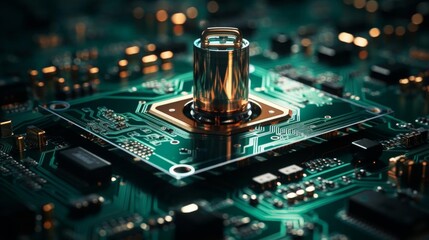 Canvas Print - A computer chip is shown in a close up