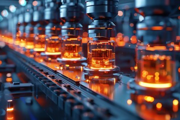 Aufkleber - Automated manufacturing of glowing electronic components.