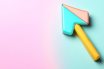 Poster - A simple abstract arrow in gradient blue tones, pointing upward against a plain backdrop