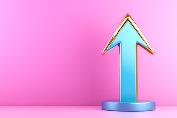 Poster - A simple abstract arrow in gradient blue tones, pointing upward against a plain backdrop