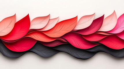 Poster - Creative Arrangement of Red and Black Paper with Detailed Leaf Patterns Displayed in a Flowing Design Ideal for Artistic Projects and Visual Inspiration