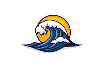 Poster - Aquatic wave icon represented in bold, flowing lines with a simple aqua color palette