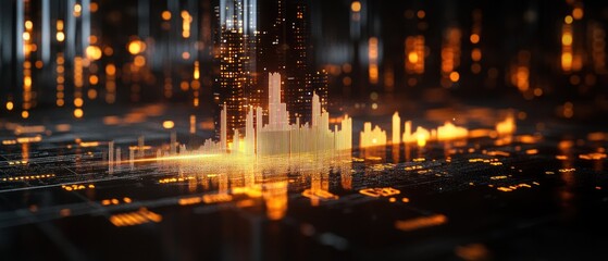Poster - Abstract digital visualization with glowing elements representing data and technology.