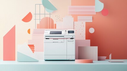 Aufkleber - Modern multifunction printer in a creative office environment.
