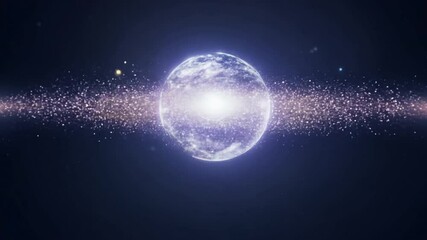 Wall Mural - cosmic dance: a celestial sphere glows with ethereal light, surrounded by a shimmering band of stard
