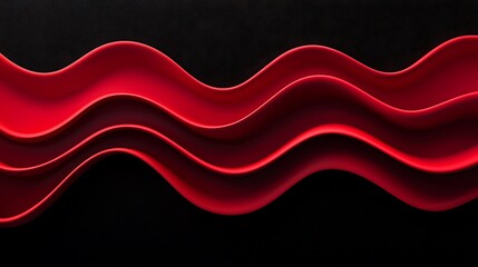 Poster - Striking Abstract Red Waves on Black Background - Graphic Design Element for Modern Art, Branding, and Creative Projects
