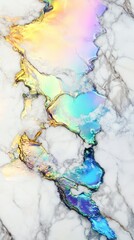 Poster - Colorful iridescent patterns on a marble surface, showcasing blues, purples, and yellows in vivid detail.