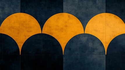 Poster - Abstract Geometric Composition Featuring Curved Shapes in Bold Yellow and Dark Textures, Perfect for Modern Art and Design Projects