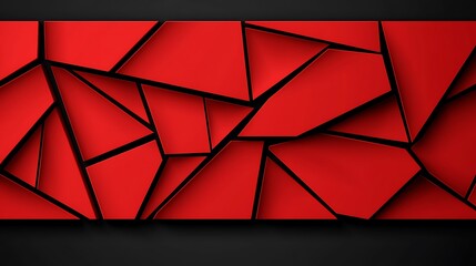 Poster - Abstract Design Featuring Fragmented Red Shapes on a Black Background, Perfect for Modern Art and Contemporary Themes