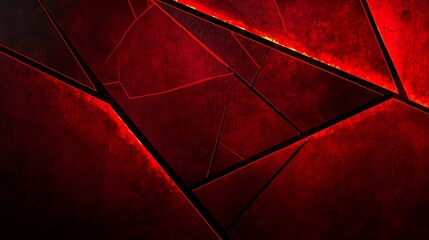 Poster - Artistic Representation of Shattered Red Surface with Intricate Lines and Textures, Capturing Depth and Contrast in a Striking Visual Composition for Graphic Use