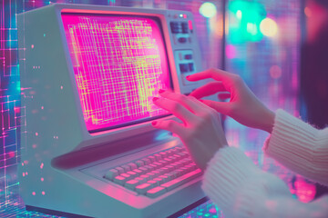 Poster - Exploring digital realms with modern hands in vibrant hues of technology