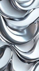 Poster - Abstract metallic waves in silver tones create a fluid, dynamic texture that captivates the eye.