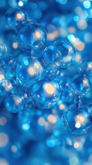 Poster - An abstract composition of shimmering blue bubbles, creating a dreamy and tranquil atmosphere.