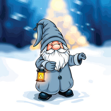 Funny Gnome Christmas vector illustration