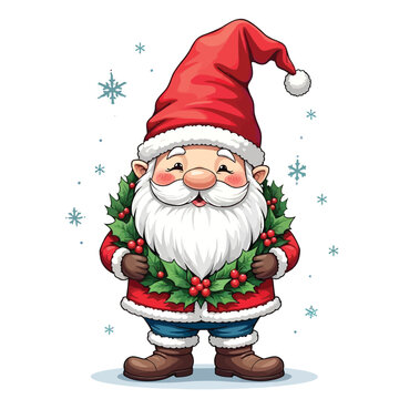 Funny Gnome Christmas vector illustration