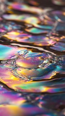 Poster - A mesmerizing close-up of iridescent water reflecting vibrant hues of purple, blue, and gold.