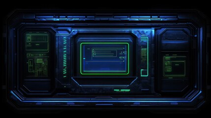 Poster - A futuristic interface with glowing elements, resembling a high-tech control panel.