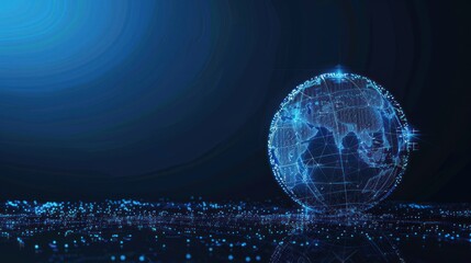 Poster - A digital globe composed of interconnected lines and dots, symbolizing global connectivity.