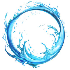 Leinwandbilder - Dynamic circular splash frame with vivid blue water, perfect for showcasing designs with a refreshing and energetic vibe on a transparent background