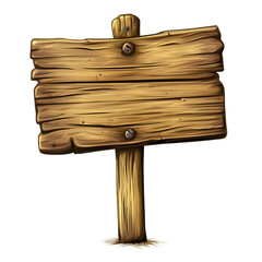 Poster - Customizable wooden sign with nails and wood grain texture on a transparent background
