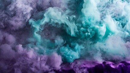 Wall Mural - Ethereal wisps of turquoise smoke fading into lavender hues, floating delicately over a rich velvet-textured backdrop.