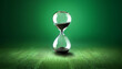 © Fazila - Hourglass time passing green background concept for business deadline, urgency and running
