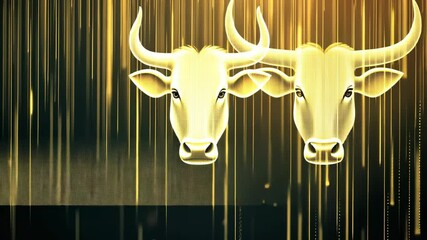 Poster - Abstract Bull Market Concept with Dynamic Background and Golden Elements for Financial Themes