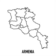  armenia - solid black outline border map of country area. Simple flat vector illustration.