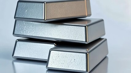 Poster - Metallic bars stacked in a modern style reflecting light on a smooth surface
