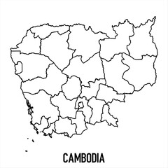  cambodia - solid black outline border map of country area. Simple flat vector illustration.