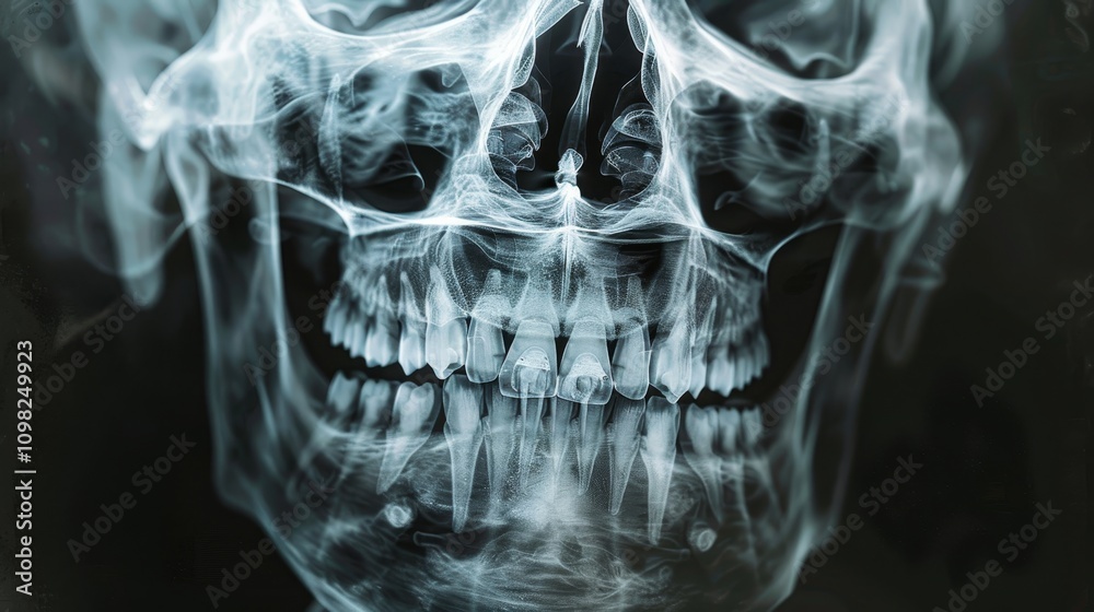 Detailed x ray illustration of human jaw focusing on tmj anatomy for ...
