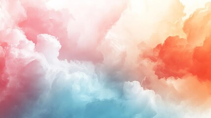 Poster - A vibrant and colorful abstract representation of clouds blending hues of pink, orange, and blue, evoking a sense of serenity and beauty in nature.