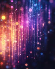 Poster - A vibrant abstract background featuring colorful bokeh lights and shimmering lines, creating a mesmerizing visual effect for artistic projects.