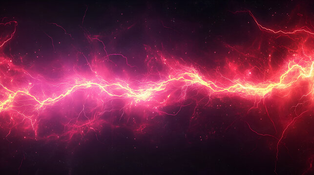 
Purple lightning, horizontal lines of light on a dark background, glowing red lightning background, red and yellow lighting effects, energy background