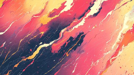 Poster - Vibrant abstract art featuring bold colors of red, pink, and gold. Perfect for backgrounds, prints, or creative projects that need artistic flair.
