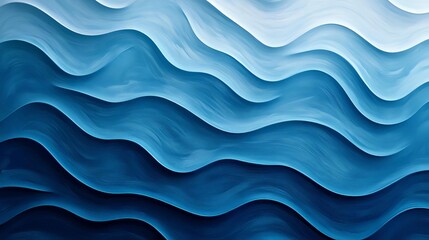 Poster - A serene abstract representation of gentle waves in various shades of blue, creating a calming visual effect perfect for modern design projects.