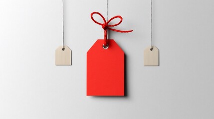 Leinwandbilder - Vibrant red tag with a smooth glossy surface and a secure tie perfect for labeling organization and various design applications  Isolated on a clean transparent background