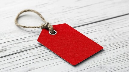 Aufkleber - Vibrant red shiny textured tag with secure loop perfect for labeling branding and product identification  Isolated on a clear background