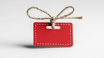 Poster - Vibrant Red Tag with Durable Reinforced Tie and Smooth Flawless Surface Isolated on a Clear Background for Efficient Labeling and Branding Purposes
