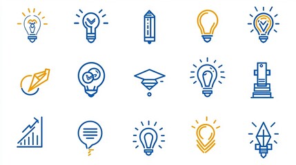 Poster - Minimalist Thin Line Icon Set Showcasing Project Management Strategies Goal Achievement Symbols and Optimization Techniques in a Clean Modern Layout  Useful for Business Planning Workflow Processes