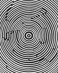 Poster - An abstract black and white design featuring concentric circles, creating a hypnotic effect. Ideal for backgrounds and artistic projects.