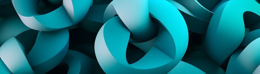 Poster - abstract teal interlocking circular forms design