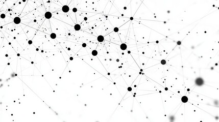 Poster - Abstract black and white network of dots and lines representing data connections and technology. Perfect for digital, scientific, and modern designs.