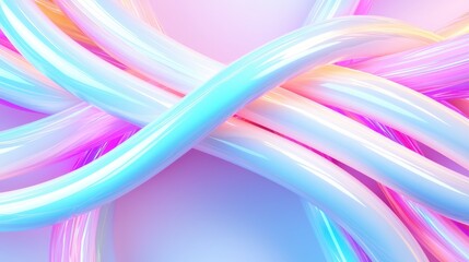 Poster - A vibrant, abstract composition featuring intertwined, luminous tubes in pastel colors against a soft background.