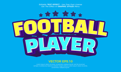 Leinwandbilder - Football player editable text effect template. Font effect typography logo