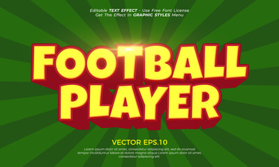 Leinwandbilder - Football player editable text effect template. Letter effect typography logo
